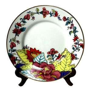 Vintage Imperial Tobacco Leaf China Floral Gold Trim Saucer Retired-6.25"